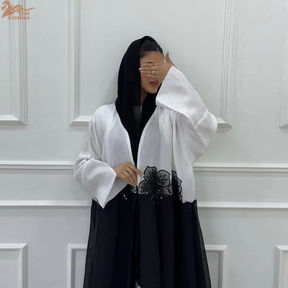 Eid Dubai Open Abaya Appliques Kimono Cardigan Women Muslim Dress Turkey Kaftan Kebaya Caftan Marocain Femme Robe Islam Jalabiya.