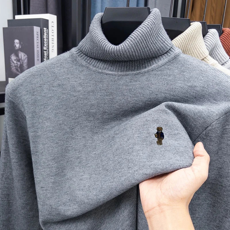Designer Original Men's Turtleneck Knit Sweater High Neck Pullover Soft Warm Thick Anti-Pilling Casual Business Autumn Winter.