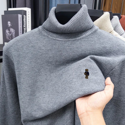 Designer Original Men's Turtleneck Knit Sweater High Neck Pullover Soft Warm Thick Anti-Pilling Casual Business Autumn Winter.