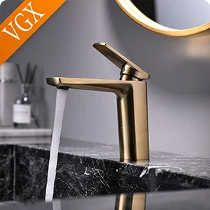 VGX Purified Bathroom Faucets Pull Out Water Filter Tap White Basin Mixer Sink Faucet Gourmet LED Display Brass Tapware Crane
