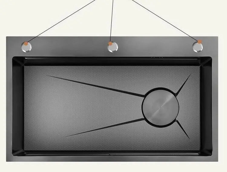 Gray Stainless Steel Kitchen Sink Large Single Slot Multifunctional Nano Honeycomb Embossed Wash Dish Basin Undermount Basin