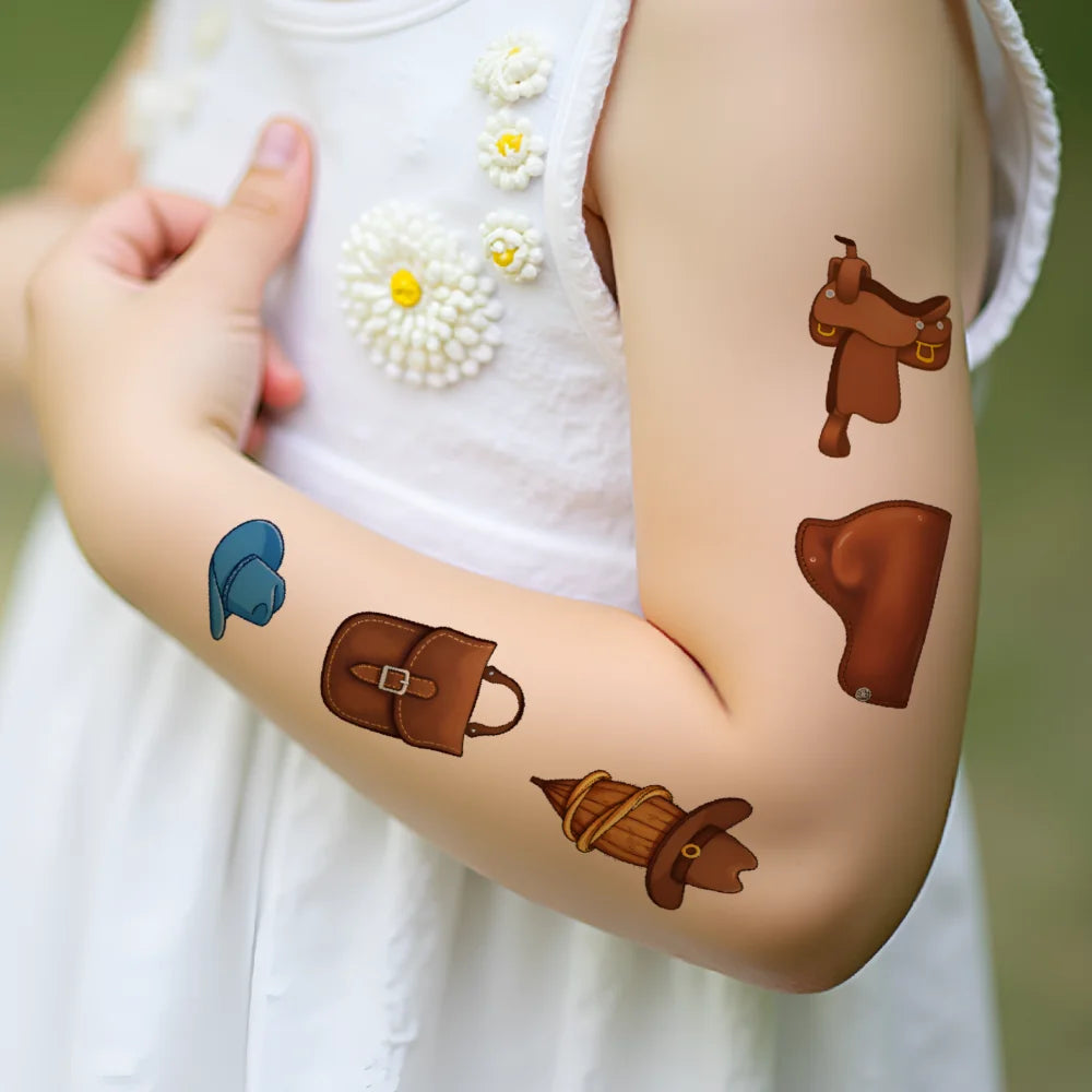 63 Stück Western Cowboy Temporäre Tattoos Wasserdicht Langlebig Körper Arm Fake Tattoo Einweg Tattoo Aufkleber für Männer Frauen.
