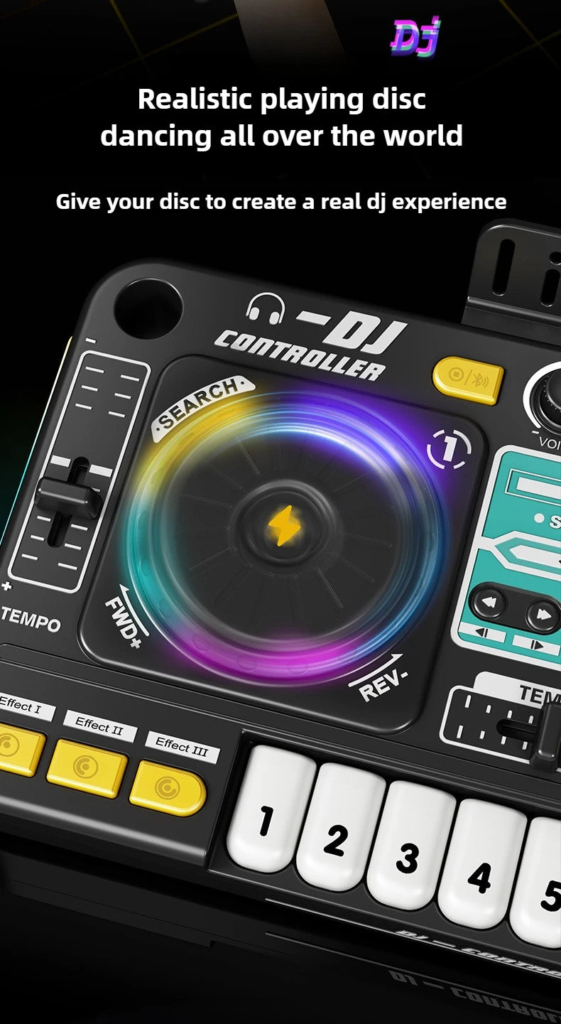 Multifunctional DJ Mixer Children Simulation DJ Controller Live Sound Card Music Player Whac A Mole Game Toys Kids Birthday Gift.