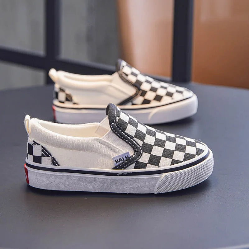 Children's Canvas Shoes Boys Shoes Plaid Plate Shoes Spring and Summer New Girls Shoes Baby Casual Shoes Children's Shoes.