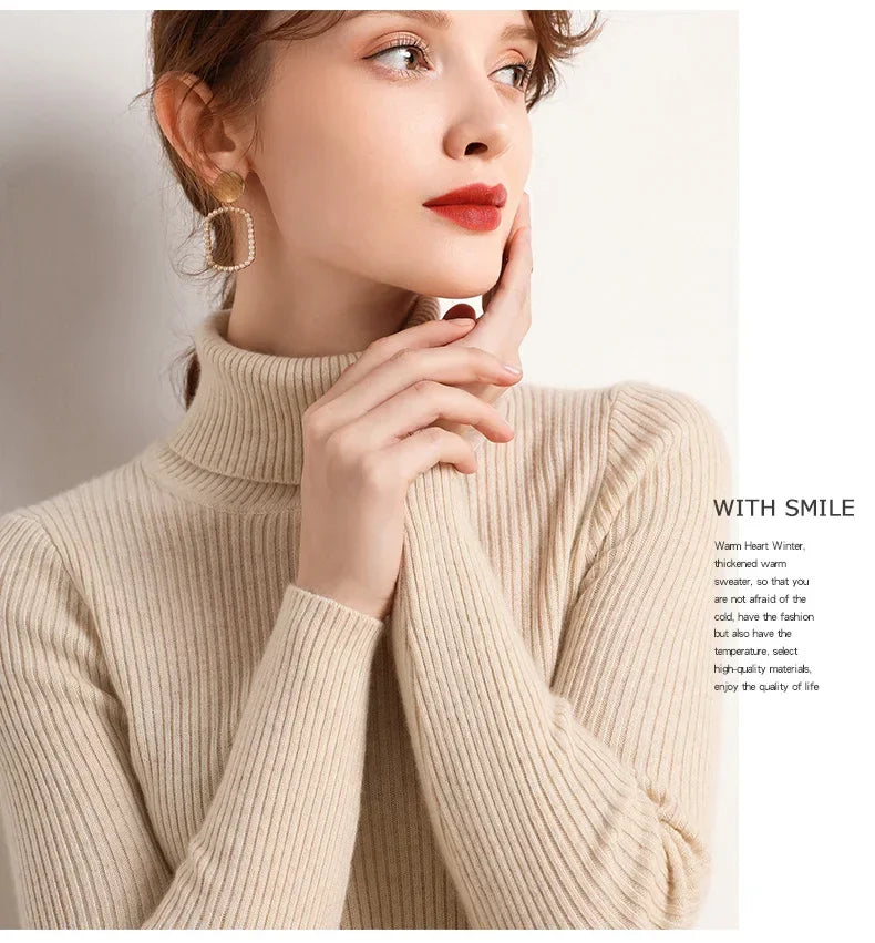 Frauen einfarbig lange Ärmel Roll kragen pullover Strick pullover grundlegende weiche Pullover einfache elegante Mode neu