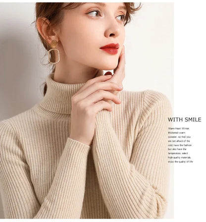 Frauen einfarbig lange Ärmel Roll kragen pullover Strick pullover grundlegende weiche Pullover einfache elegante Mode neu