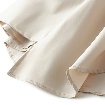 Elegant Pleated Long Skirt For Slim Women Casual High Waist Solid Color Asymmetrical Black Flared Skirts 2024 Spring Saias SK505.