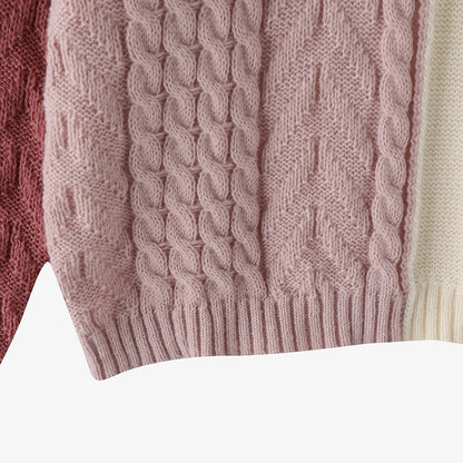 ZANZEA 2025 Autumn Patchwork Sweaters Women Pullovers Kintted Jumper Stylish Long Sleeve Winter Sweater O Neck Jumper Streetwear.