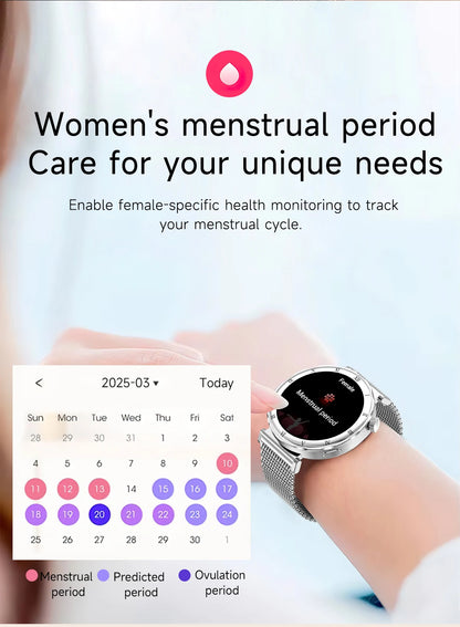 LIGE Luxury 1.19” AMOLED Screen Smart Watch Women Health Monitor Women's Wristwatch Bluetooth Call Waterproof Ladies Smartwatch.