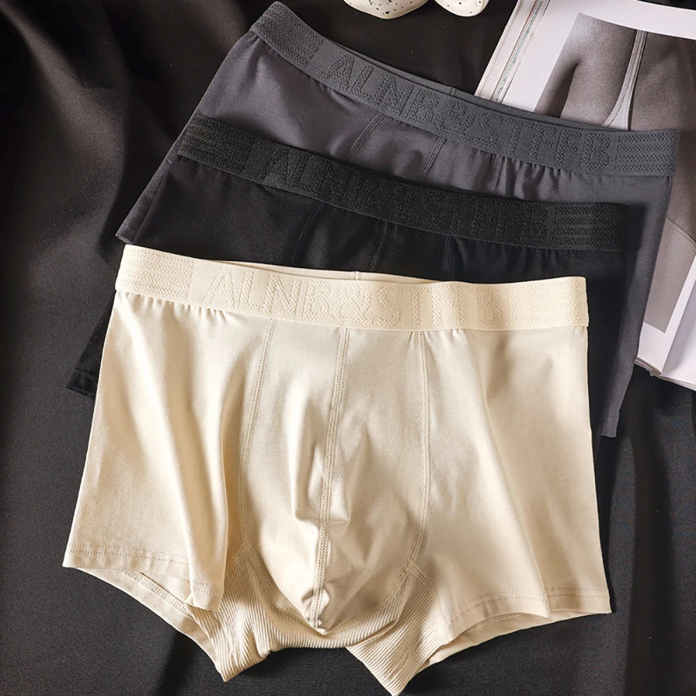 3 Teile/paket 100% Baumwolle Antibakterielle Boxer Hombre Doppel-schicht Atmungsaktive Hygroskopischen U Pouch Unterwäsche Mode männer Höschen