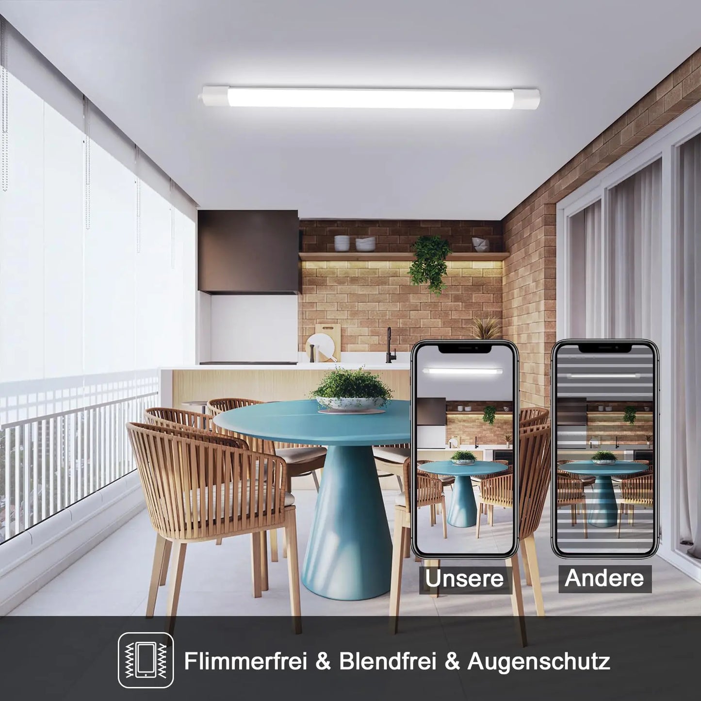 120cm LED Wet Room Light, 36W 4000K Neutral White, IP65 Waterproof Tube for Garage, Cellar, Workshop, Office, Bathroom.