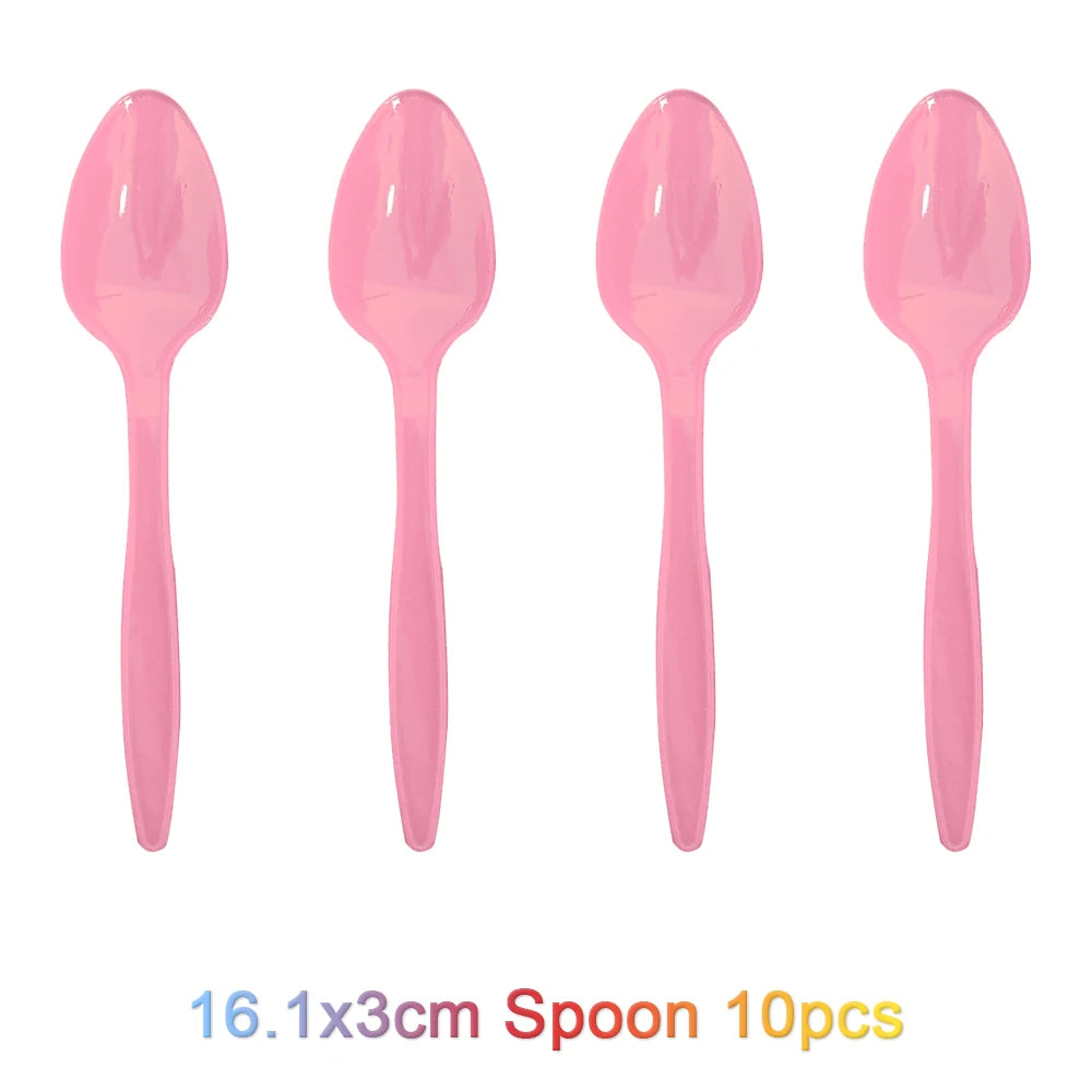 Cartoon Regenbogen Puppe High School Thema Hintergrund Geburtstag Party Dekoration Lieferungen Einweg Tasse Besteck Ballon Baby Geschenk