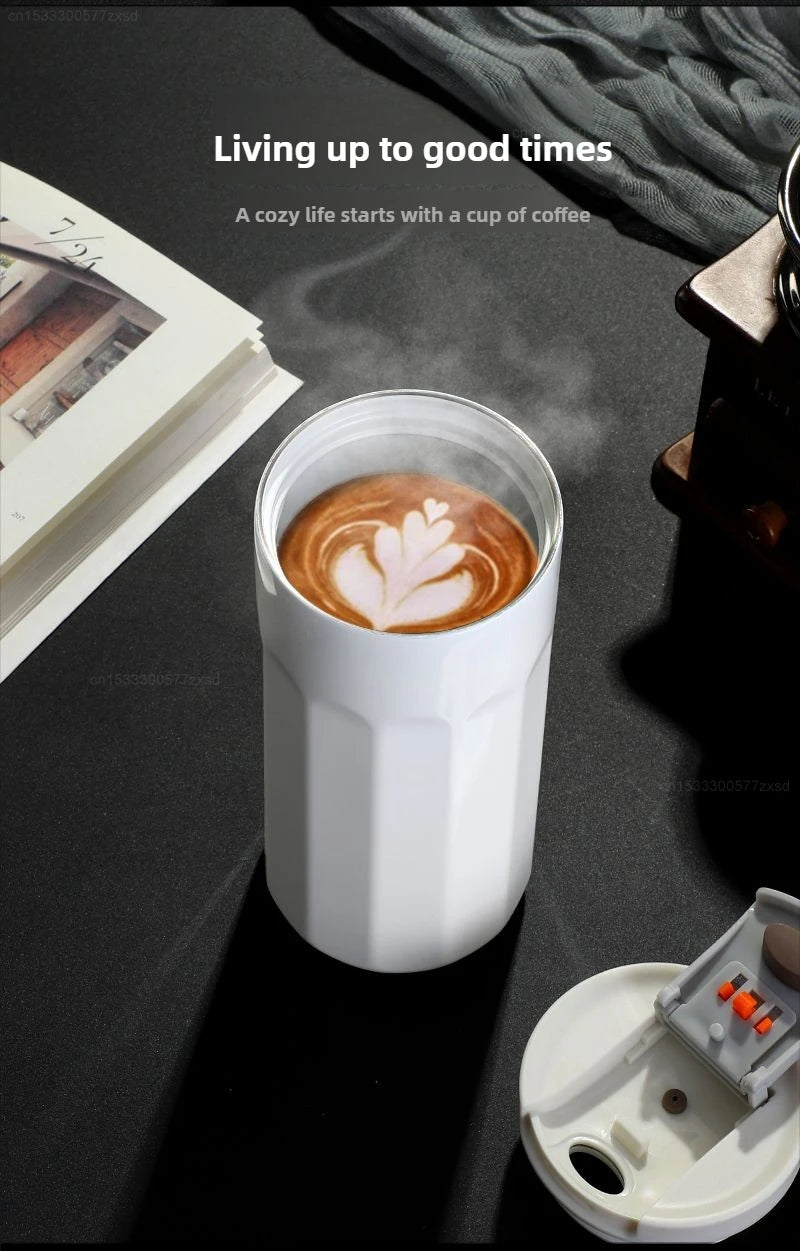 New Xiaomi Ceramic Coating Coffee Mug Stainless Steel Insulated Mug High-value Girls Cup Portable Walking Mug for Home School.
