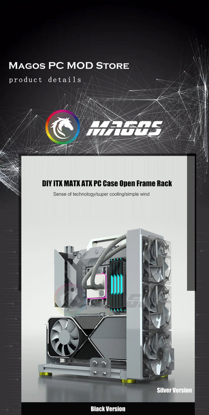 DIY Gamers Cabinet MOD ITX MATX PC Case Open Frame Aluminum Creative ATX Tower Desktop Gaming Computer Chassis Rack.