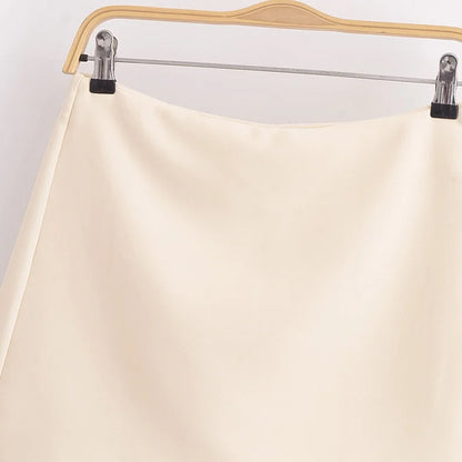 TRAF Shorts for Women Fashion Autumn Winter New Comfortable Casual Solid Color Side Zip Middle-waisted A-line Culotte Skirt Pant