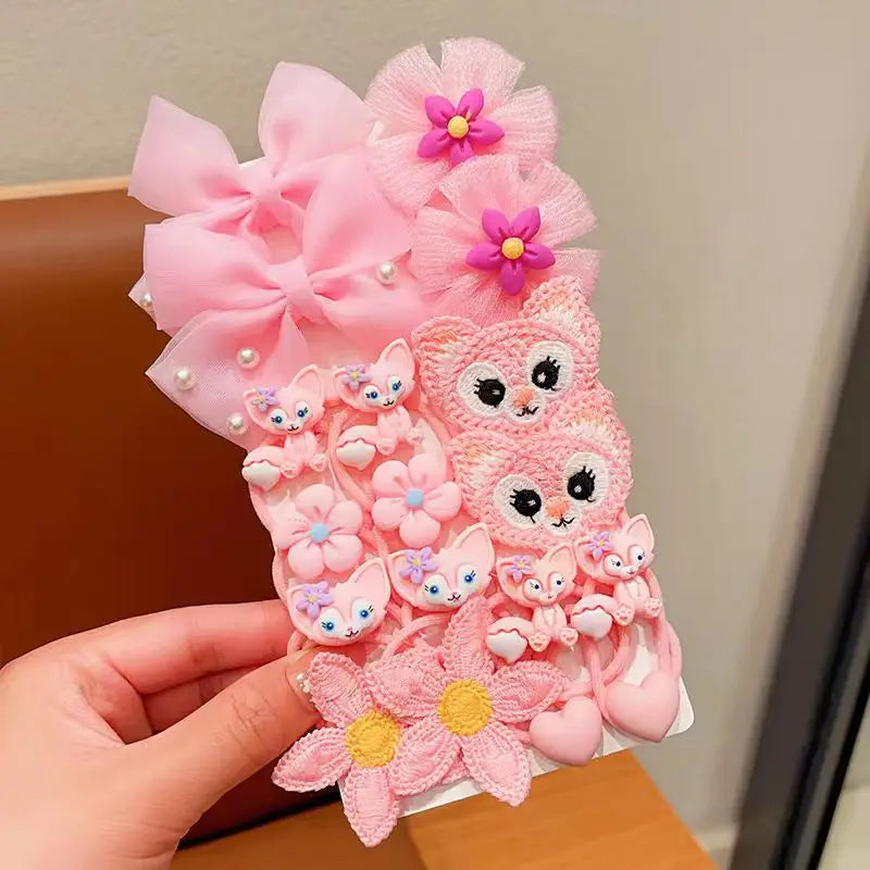 20pcs/Set Children's Hair Accessories Elastic And Scrunchies Hair Bands Resin Cartoon Animals Hair Rope Sweet Cute Ponytail Hold.