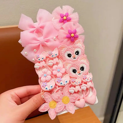 20pcs/Set Children's Hair Accessories Elastic And Scrunchies Hair Bands Resin Cartoon Animals Hair Rope Sweet Cute Ponytail Hold.