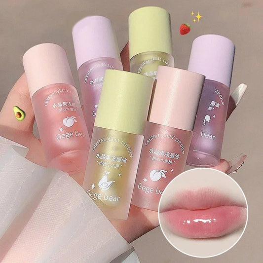 Crystal Jelly Lip Oil Hydrating Plumping Lip Coat Lipstick Moisturizing Mirror Lip Gloss Clear Lip Plumper Cosmetics Makeup.