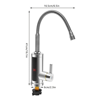 220V 3000W 360°Instant Electric LCD Faucet Fast Heating Tap Water Heater Hot/Cold Dual Use Stainless Steel For Kitchen Toilet