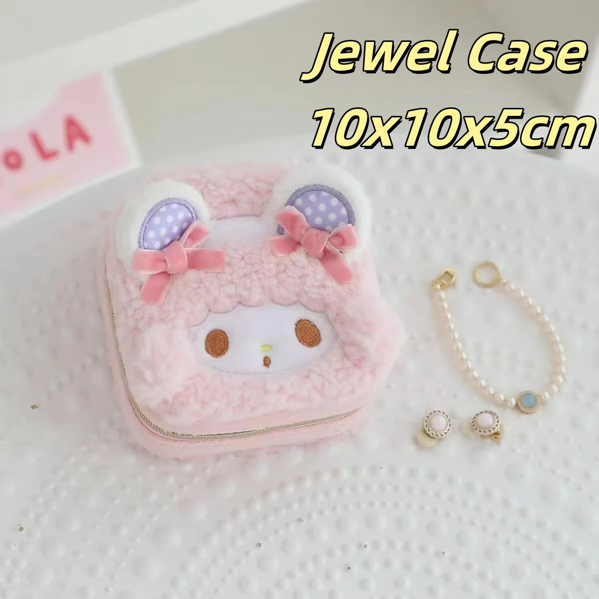 Cute My Melody Sweet Piano Cosmetic Bag Lovely Pink Drawstring Bag Kawaii Jewel Case Japanese Style Plush Bag Gifts Girl