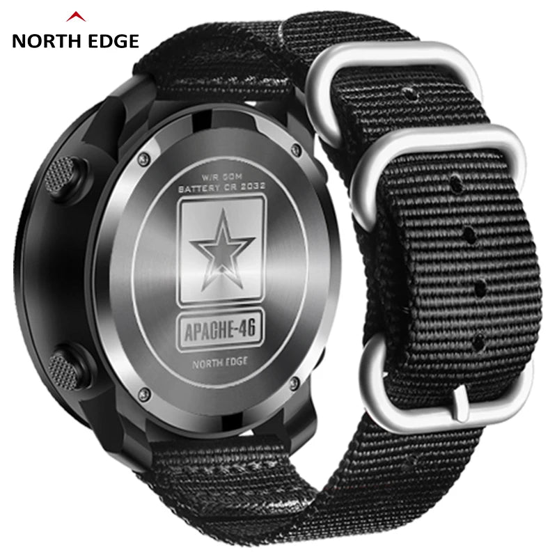 NORTH EDGE APACHE-46 Men Digital Watch Outdoor Sports Running Swimming Outdoor Sport Watches Altimeter Barometer Compass WR50M.