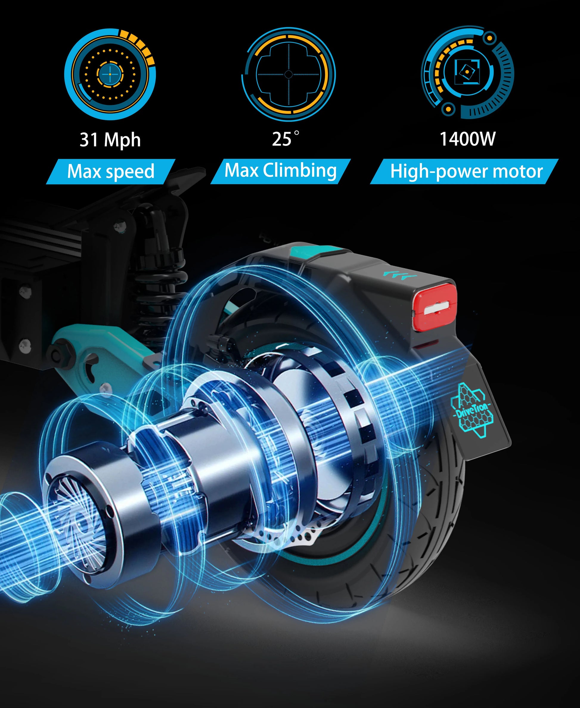 Drive Tron DT10 1000W Power Motor 48V 15.6AH Battery 10 Inch Folding Electric Scooter Off Road Electric Scooter.