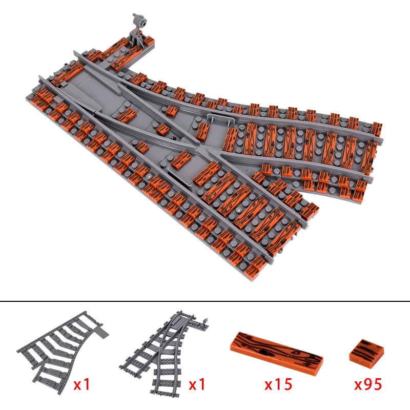 MOC City Creative Idea Train Straight and Curved Rails Base Tracks Shoulder Building Blocks Bricks Accessories DIY kid Toys gift