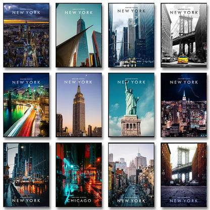 New York City Landscape Poster Travel Canvas Painting Modern Wall Art Modular Print Pictures Aisle Home Living Room Decoration.