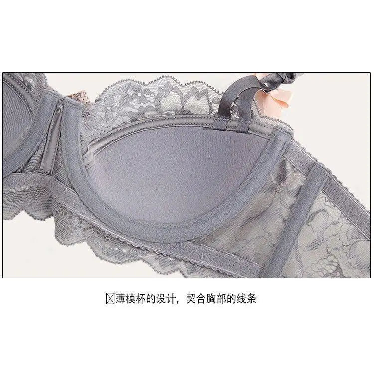 Sexy Thin Half-cup Lace Bra, Comfortable, Breathable, Anti-sagging, Push-up Small Bra for Women Lingerie.