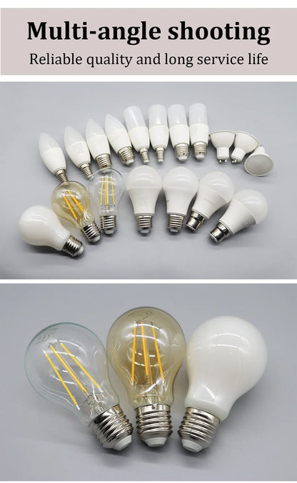 8PCS Led-lampe E27 B22 E14 220V GU10 Spot Licht 9W LED Glühlampe Retro Edison Vintage lampe AC 220V 110V Glas Lampen für Zuhause.