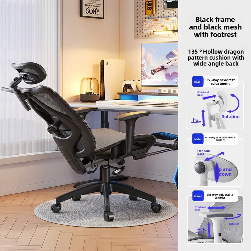 UVR Gaming-Computerstuhl, ergonomisches Design, Sessel, bequemer Mesh-Personenstuhl, Feldverstellbarer Drehstuhl, Bürostuhl