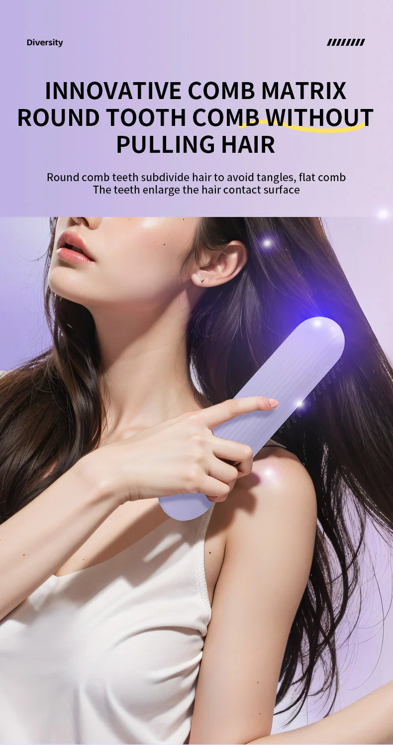 Electric Heating Straight Hair Comb LCD Screen USB Wireless Portable Negative Ion Styling Tool Rechargeable Straightening Brush.