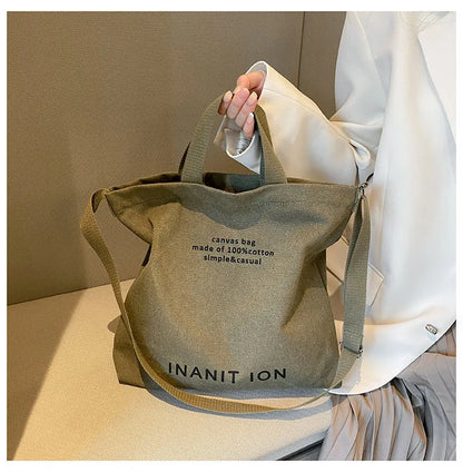 Japanese Canvas Men's and Women's Simple Cross-body Bag Wash Canvas Thick Handbag Large Capacity Arts Students Package Satchel