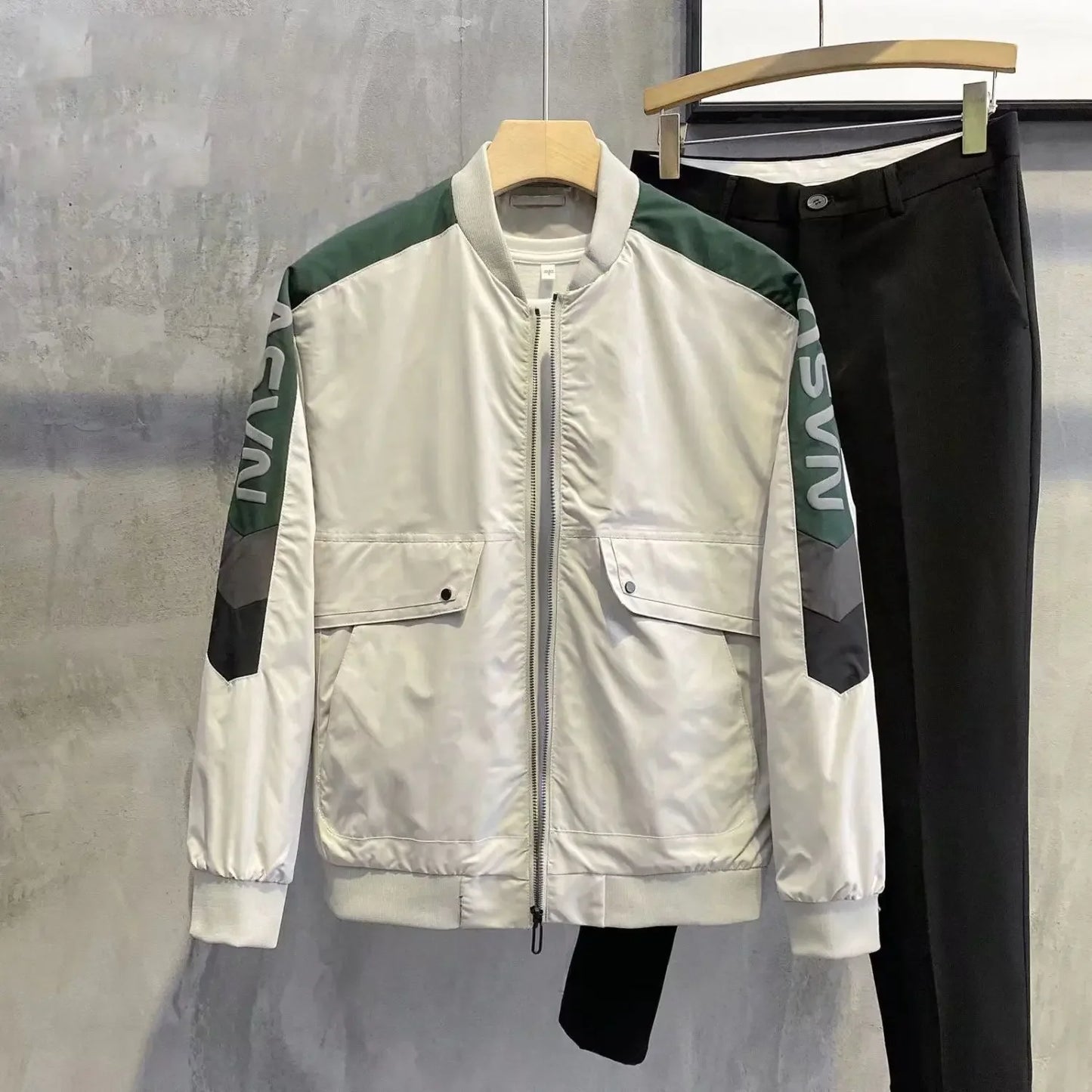 Man Coat Spring Autumn Black Jacket for Men Printed Zip V Clothing Fashion 2024 High Quality Cold Stylish Casual Luxury Designer