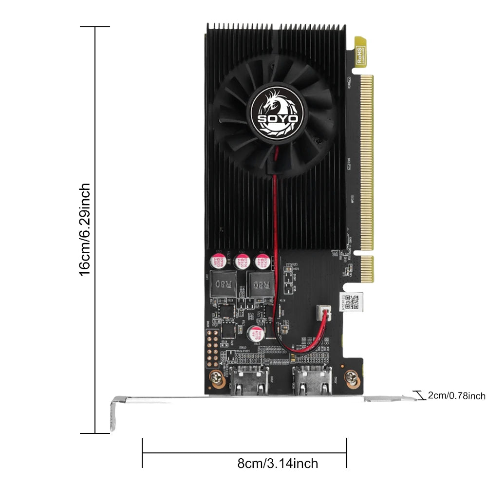SOYO Graphics Cards R5 230 2G DDR3 64bit HDMI*2 compatibility For Desktop Gaming Computer Components GPU Video Card R5230.