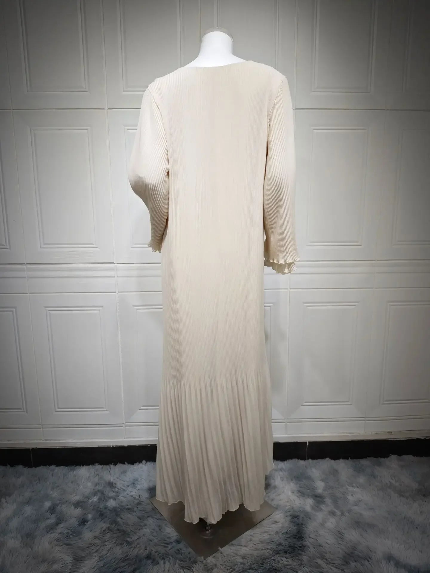 Eid muslimisches Kleid für Frauen Plissee Flare Ärmel Jalabiya Kaftan Islam Vestidos arabische lange Robe Ramadan Marokko Dubai Abayas