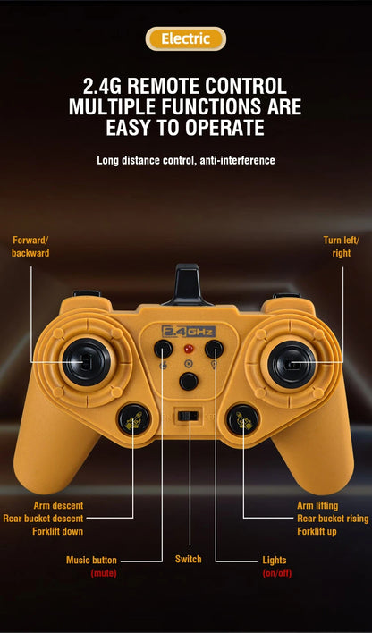 9Ch Rc Car 2.4G Remote Controlled Multi-Functional Dump Truck Bulldozer Excavator Engineering Vehicle Kids Toys for Boys Gifts.