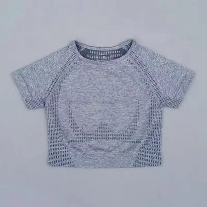 Seamless Yoga Top Short Sleeve Workout Tops For Women Fitness Gym Crop Top Athletic Sport T shirt Women Sportswear.