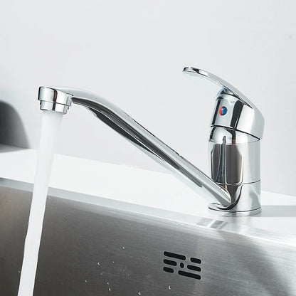 Kitchen Faucets Chrome Deck Mount Bathroom Basin Faucets Single Handle Single Hole Hot and Cold Water