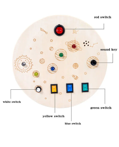 Montessori Busy Board Sensory Toys Wooden With LED Light Switch Control Board Travel Activities Children Games For 2-4 Years Old.