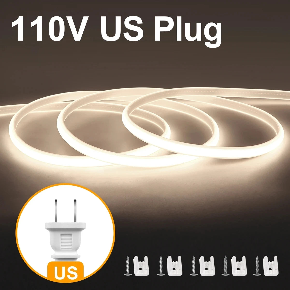 35M 30M 10M 5M 3M 110V 220V Super Helle COB LED Streifen mit Schalter FOB LED Band Band EU UNS Stecker Neon Lichter Für Outdoor Garten