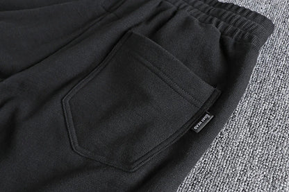 Autumn Winter American Retro Thick Sweatpants With Velvet Men's Pure Cotton Washed Heavyweight Knitted Sports Ankle-tied Pants.