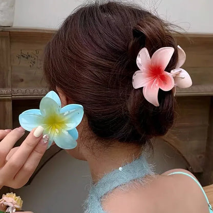 New Hawaiian Gradient Hair Clips Women Flower Hair Claws Shark Hairpins Vacation Beach Style Hairpins Hair Accessories