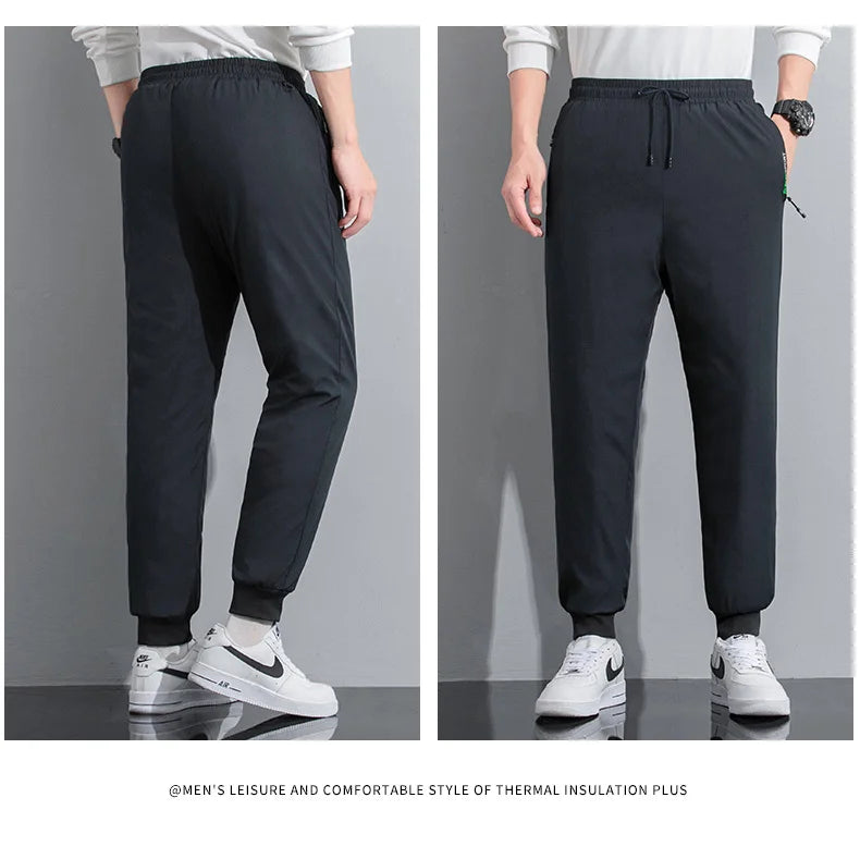 M-8XL Men's Down Pants Plus Size Winter Three-layer Windproof and Waterproof Large Size Plus Velvet Thick Warm Casual Joggers