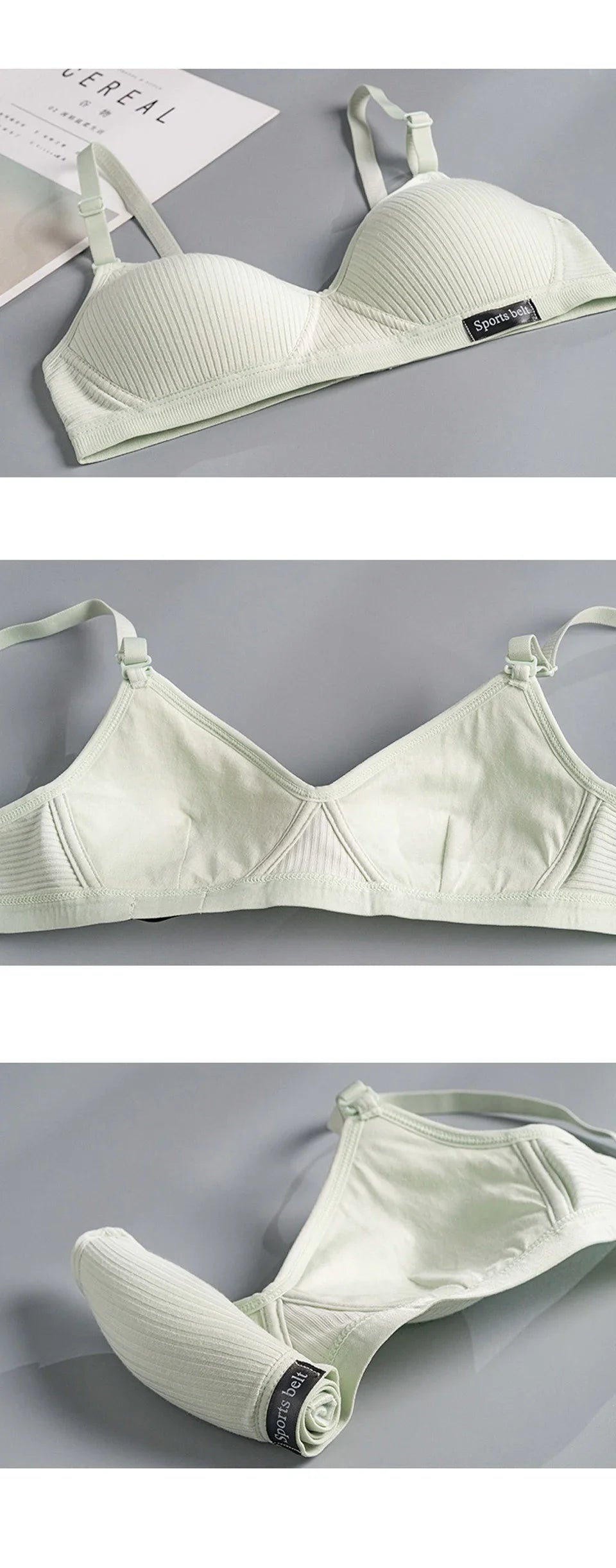 FallSweet Women's Wireless Bra Active Bra Teen Students' Bras Seamleass Lingerie Comfortable V-Shaped Gathering Underwear AB Cup.