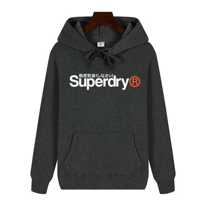 SUPERDRY Men's Autumn and Winter Fashion Brand Casual Hooded Sweatshirt Street Hip-hop Retro Sweatshirt Sports Men's Hoodie.