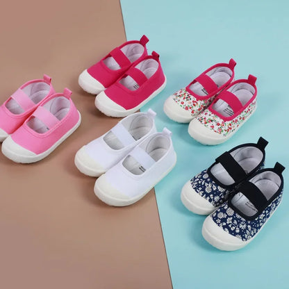 2025 New Spring Autumn Baby Girl Shoes Kids Canvas Shoes Children Casual Sneakers Candy Color Flowers For Girls Floral Prints.