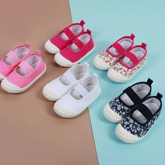 2025 New Spring Autumn Baby Girl Shoes Kids Canvas Shoes Children Casual Sneakers Candy Color Flowers For Girls Floral Prints.