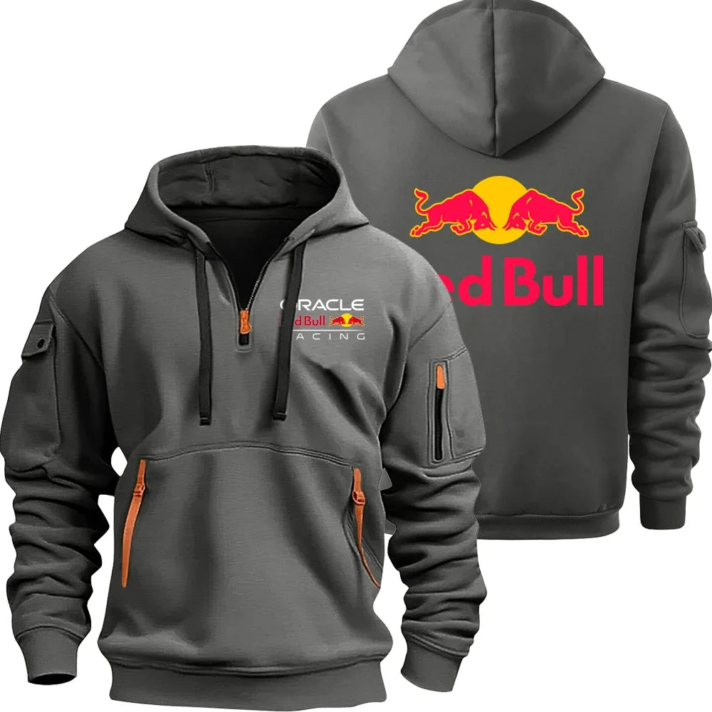 Red Bull Logo Motorcycle Racing Team Men Half Zipper Hoodie Spring Autumn Male Sweatshirt 2025 New Fashion Pullover Clothes Tops.