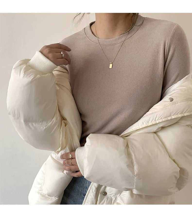 Winter Frauen Pullover T Shirt Frauen Oversize T-Shirt Frau Kleidung Weibliche T Tops Pullover Langarm Rohr Gestrickte T-shirt Top